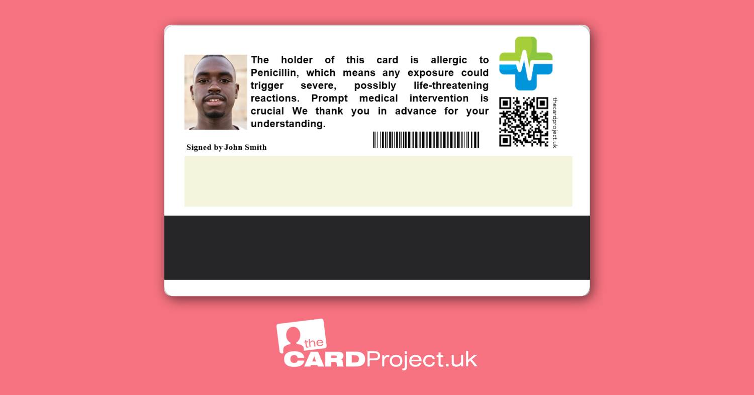 Premium Penicillin Allergy Medical ID Card (REAR)